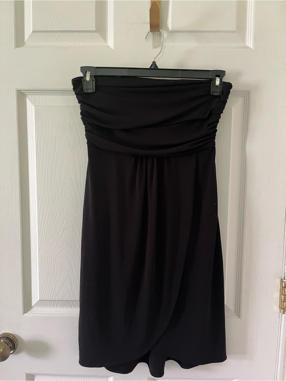 Jennifer Lopez Black Strapless Ruched Dress